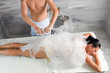 Soap sud massage from above at Turkish bath