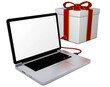 Laptop mit Geschenkbox