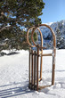 Wooden sledge in the snow