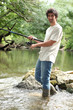 Photo: Man fishing in stream Man fishing in stream