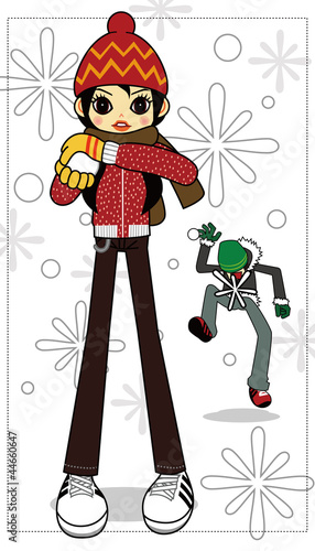 Vector: Snowball fight Snowball fight
