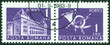 stamp printed in Romania shows Central Post Office building