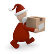 Santa running with a gift parcel