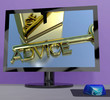 Advice Key On Computer Screen Showing Assistance