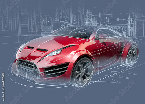 Photo: Sports car sketch. Original car design. Sports car sketch. Original car design.