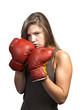 Boxing girl isolated on white