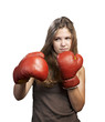 Boxing girl isolated on white