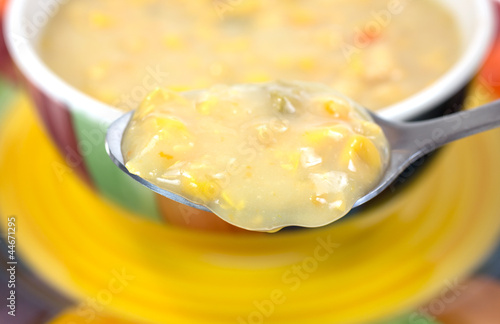 Photo: Spoonful of corn chowder Spoonful of corn chowder
