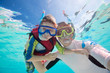 Father and son snorkeling