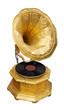 Golden gramophone. Clipping path included.