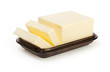 Butter on butterdish isolated on white with clipping path