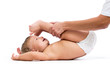 doctor massaging or doing gymnastics baby girl