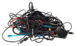 Heap of computer cables isolated on white