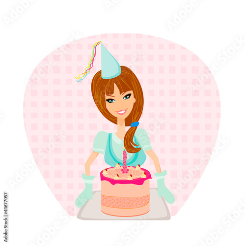 Illustration: Birthday Cake Girl Birthday Cake Girl