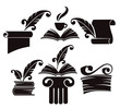 vector collection of old books, parchment and history symbols