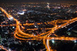 Bangkok Cityscape Expressway and Highway top view on evening, Th