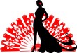 Silhouette of a woman with a fan