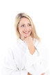 Beautiful woman in towelling bathrobe