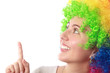 Woman smiling and showing product