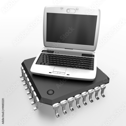 Illustration: Computer on micro chip Computer on micro chip