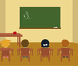 Vektor: school class room interior with kids school class room interior with kids