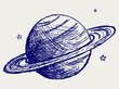 Planet Saturn. Doodle style