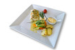 Grilled fish with Aioli and vegetables.