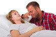 Man grieving over dead woman
