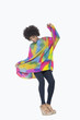 Photo: Full length of an African American woman in dashiki over gray background Full length of an African American woman in dashiki over gray background
