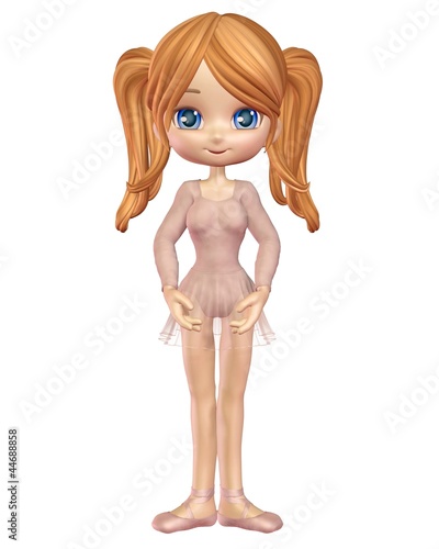 Illustration: Cute Toon Ballet Student in First Position Cute Toon Ballet Student in First Position