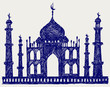 Vektor: Taj-mahal temple silhouette. Doodle style Taj-mahal temple silhouette. Doodle style
