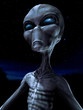 Illustration: Alien creature in a forest at night Alien creature in a forest at night