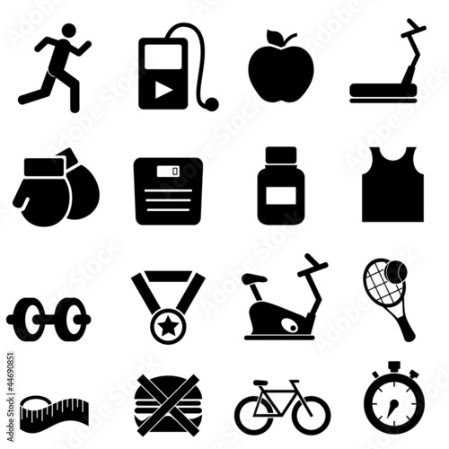 Vector: Fitness, health and diet icons Fitness, health and diet icons