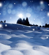 winter evening with sunset