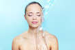 Beautiful girl and stream of water