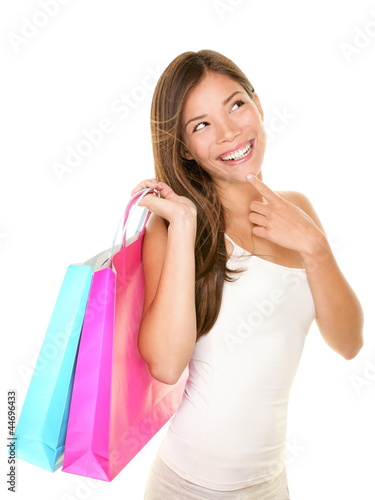Photo: Shopping woman thinking Shopping woman thinking