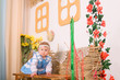 baby in national  Ukrainian costume