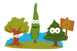 Funny Trees Holding A Recycling Sign