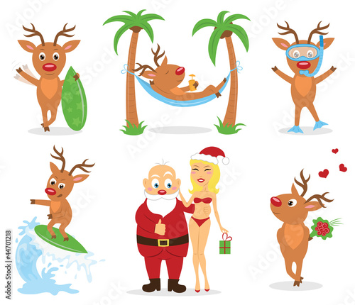 Vector: Christmas holiday on the beach. Christmas holiday on the beach.