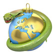 Illustration: Cobra on a christmas bauble, Europe part Cobra on a christmas bauble, Europe part