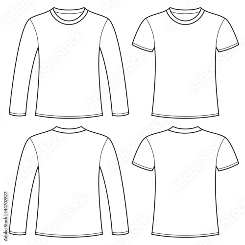Vector: Long-sleeved T-shirt and T-shirt template Long-sleeved T-shirt and T-shirt template