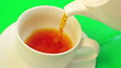 White Tea Cup luma key green screen close-up top view