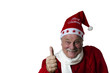 Foto: Zufriedener Weihnachtsmann zeigt Top-Daumen Zufriedener Weihnachtsmann zeigt Top-Daumen