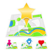 Vector: Abstract maps with map markers Abstract maps with map markers