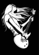 Vector: beautiful girl with a guitar on a scene beautiful girl with a guitar on a scene