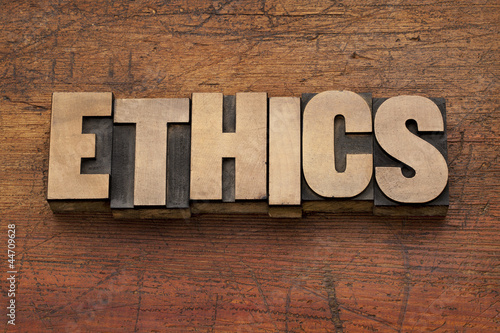 Photo: ethics word in wood type ethics word in wood type