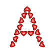 Letter A made of hearts