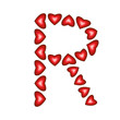 Letter R made of hearts