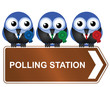 Comical polling station sign