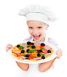 Photo: little girl preparing a pizza little girl preparing a pizza